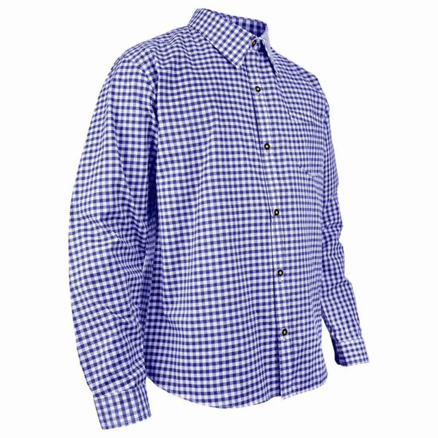Men’s Bavarian Gingham Shirt Blue Check Shirt for Oktoberfest & Casual Wear