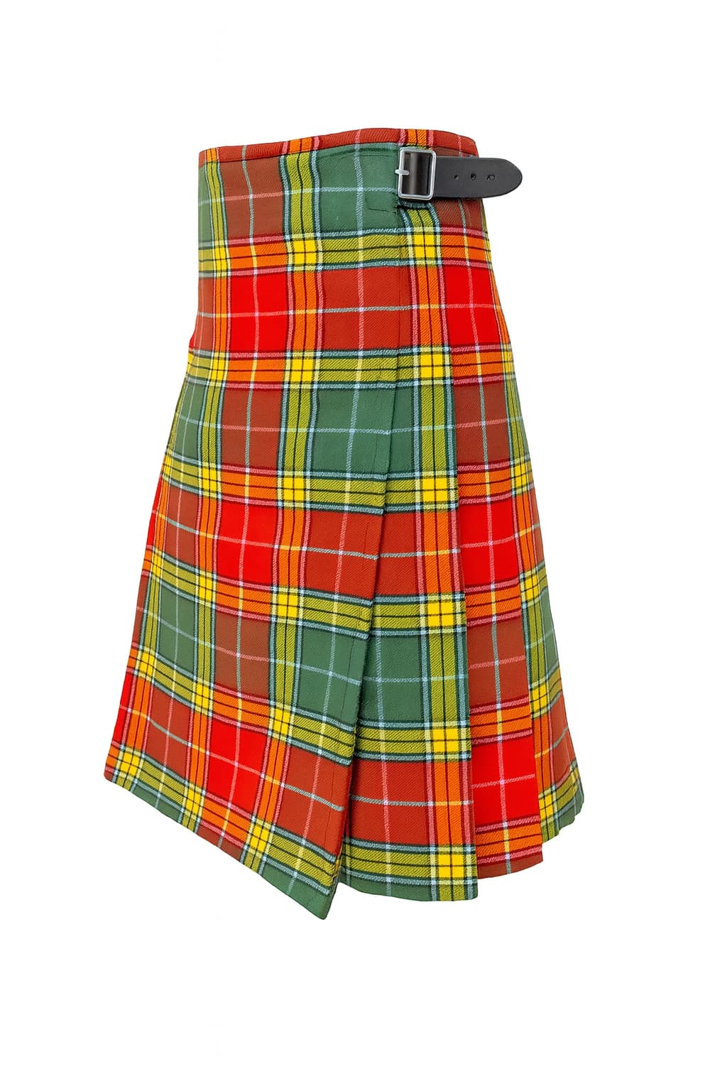 Plaid kilt with a belt on a white background