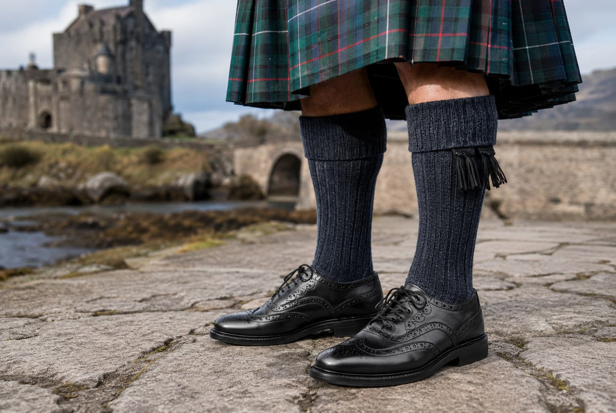 Ghillie Brogues Scottish Kilt Shoes for Men Black Leather Formal Dress Shoes UK Size 6-12