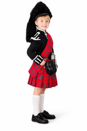 Kids Royal Stewart Tartan Kilt Outfit, Boys Scottish Highland Dress Set with Prince Charlie Jacket, Sporran & Hat