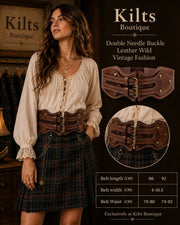 Luxury Ladies Wide Elastic Vintage Leather Waist Belt