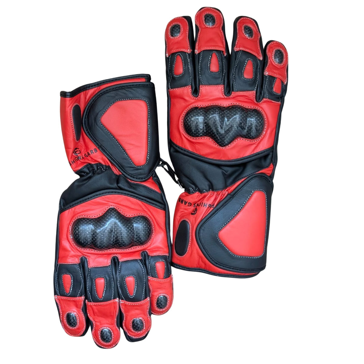 Red Thermal Waterproof Motorcycle Gloves – Carbon Fiber Knuckle Protection & Thermal Lining
