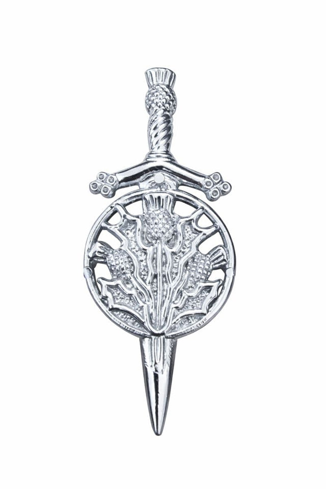 Scottish Thistle Kilt Pin – Dirk Style Chrome Finish