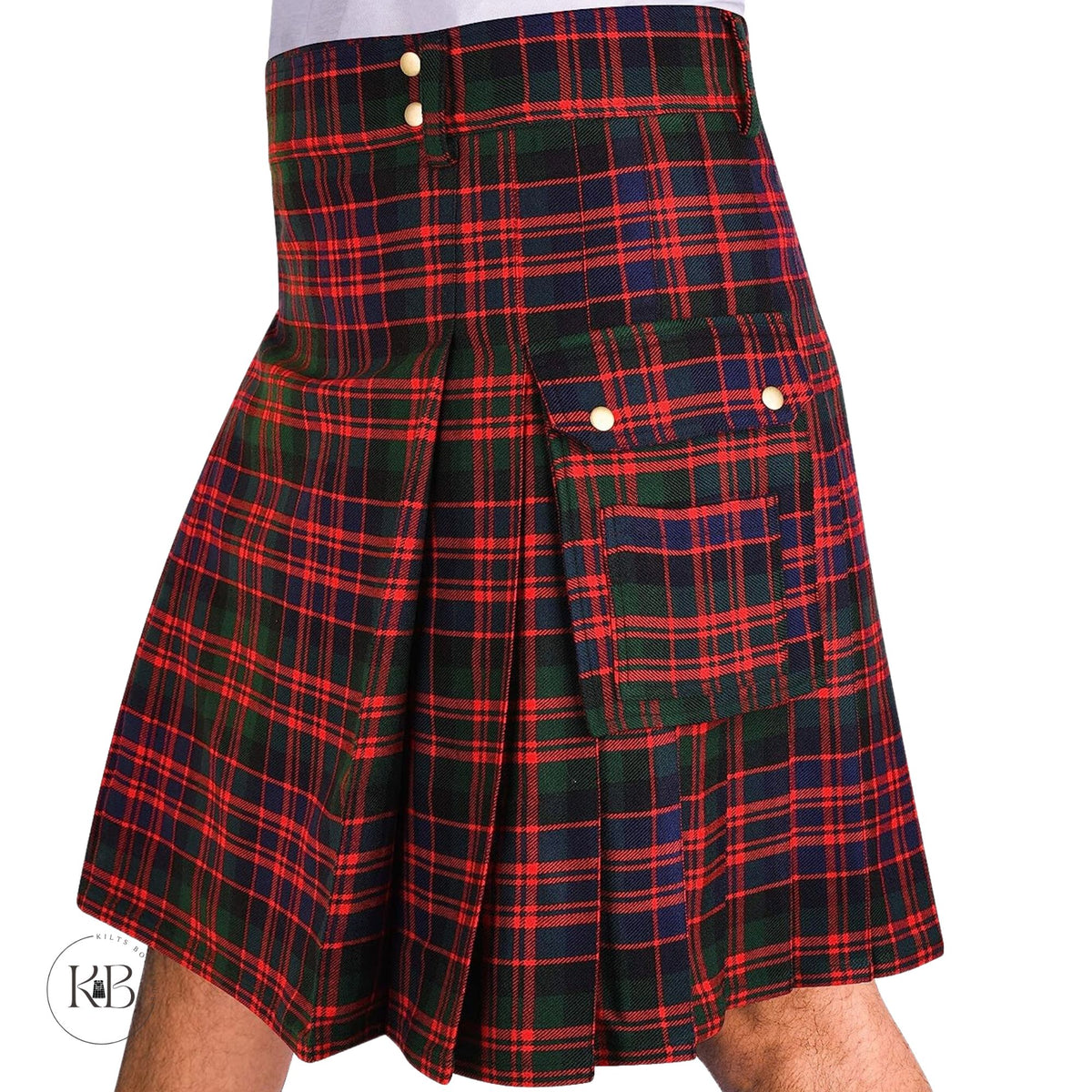 Scottish McDonald Tartan Utility Fashion Pocket Active Men Kilt