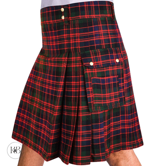 Scottish McDonald Tartan Utility Fashion Pocket Active Men Kilt
