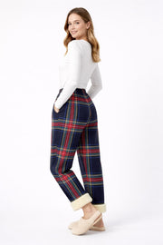 Black Stewart Tartan Winter Wide-Leg Pants | Fleece Lined