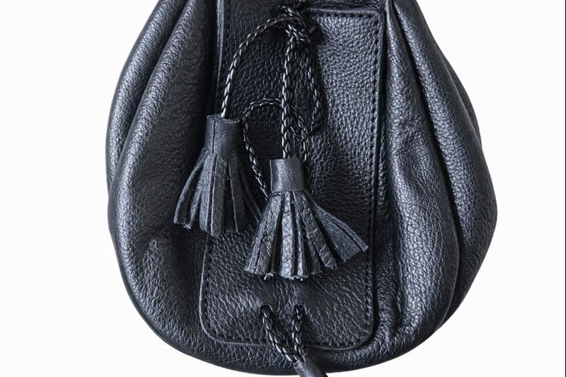 Handmade Black Leather Rob Roy Sporran with Chain Set