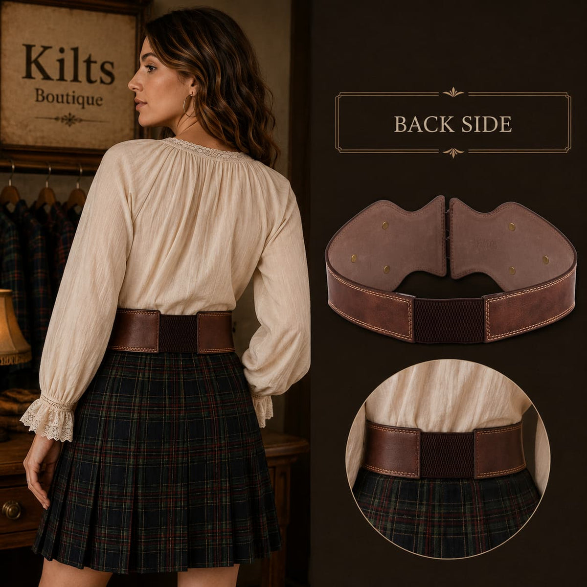 Luxury Ladies Wide Elastic Vintage Leather Waist Belt
