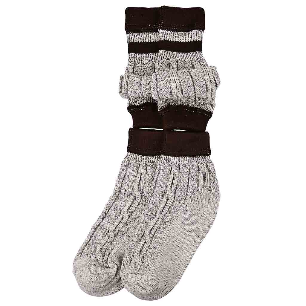 Traditional Bavarian Two-Piece Socks – Rustic Striped Oktoberfest Lederhosen Socks