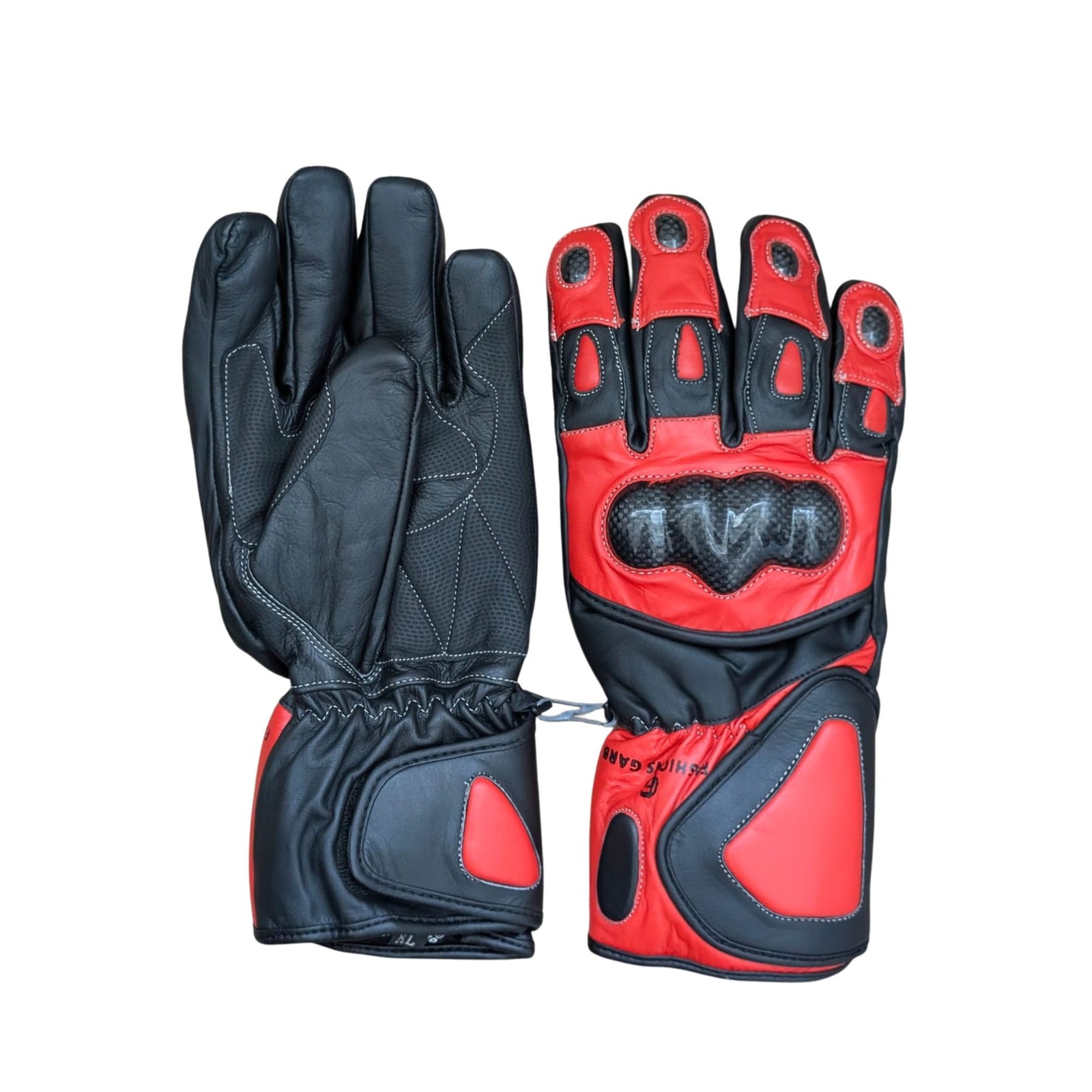 Red Thermal Waterproof Motorcycle Gloves – Carbon Fiber Knuckle Protection & Thermal Lining