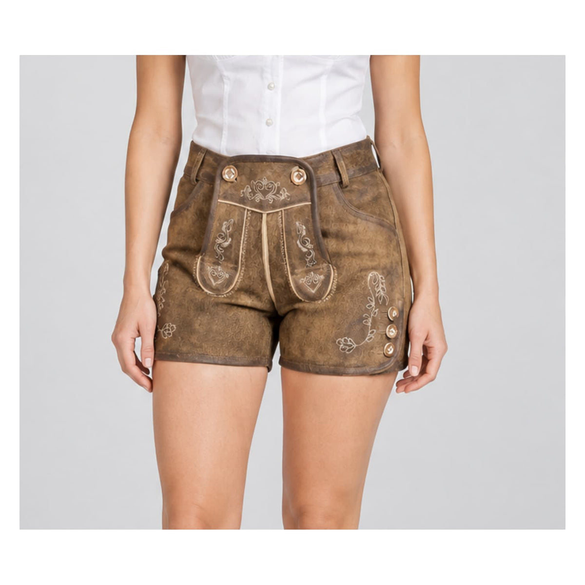 Lederhosen Women Trachten Short Lederhosen Shaded Wild Brown Leather Oktoberfest