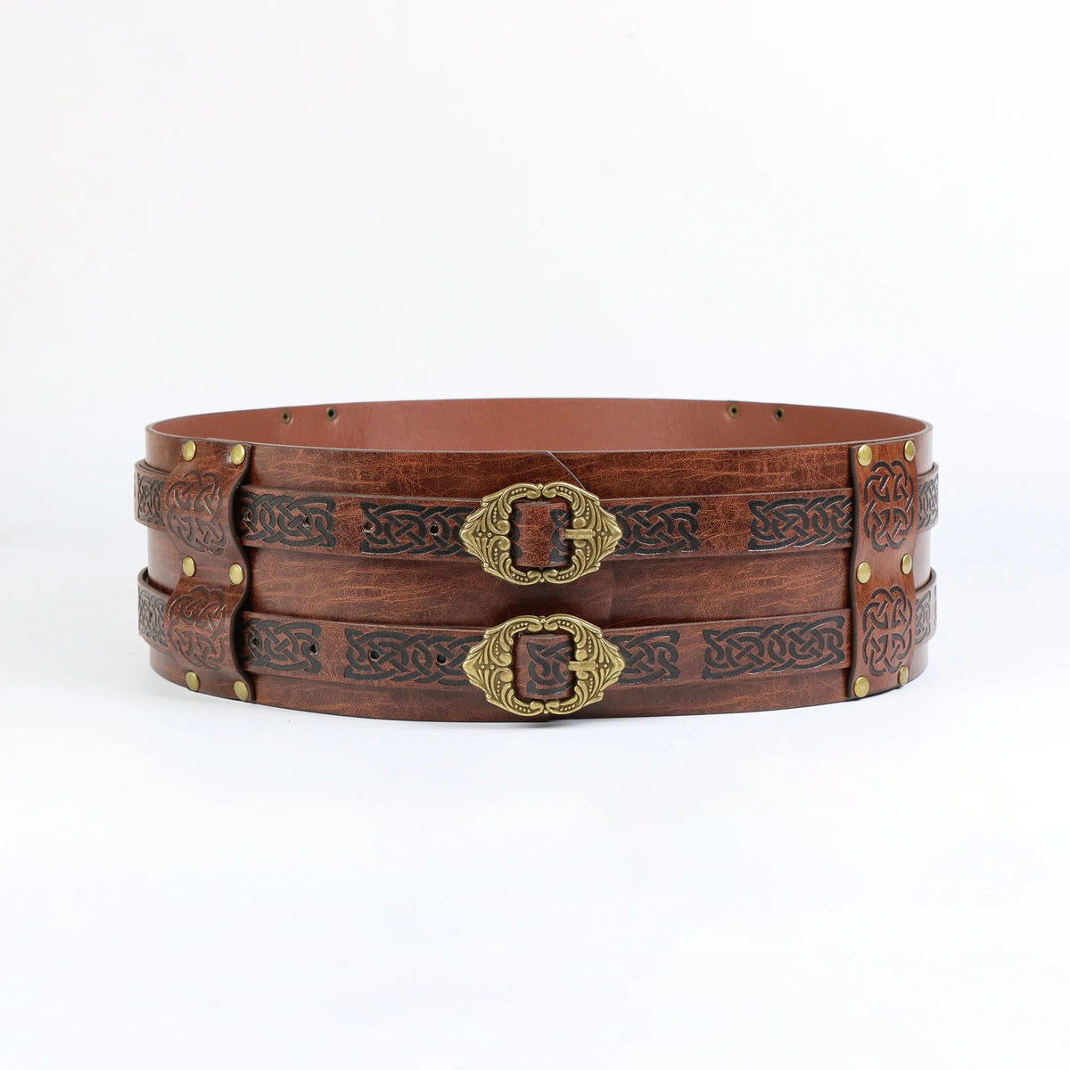 Men’s Medieval PU Leather Belt with Double Buckles | Viking & Pirate Costume