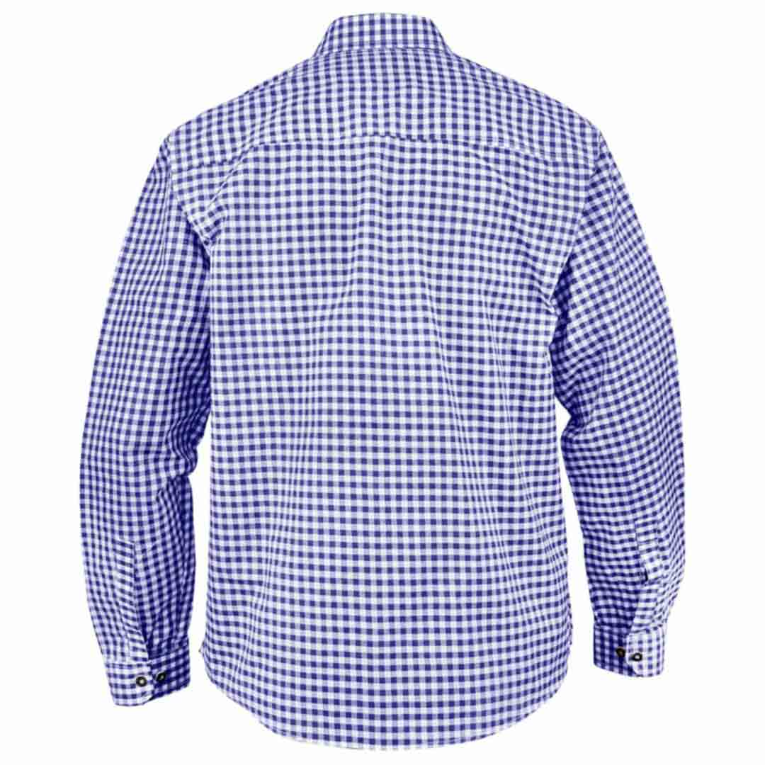 Men’s Bavarian Gingham Shirt Blue Check Shirt for Oktoberfest & Casual Wear