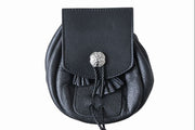 Handmade Black Leather Rob Roy Sporran with Chain Set