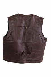 Men’s Slim Fit Genuine Cowhide Leather Vest – Multi Pocket Real Leather Waistcoat