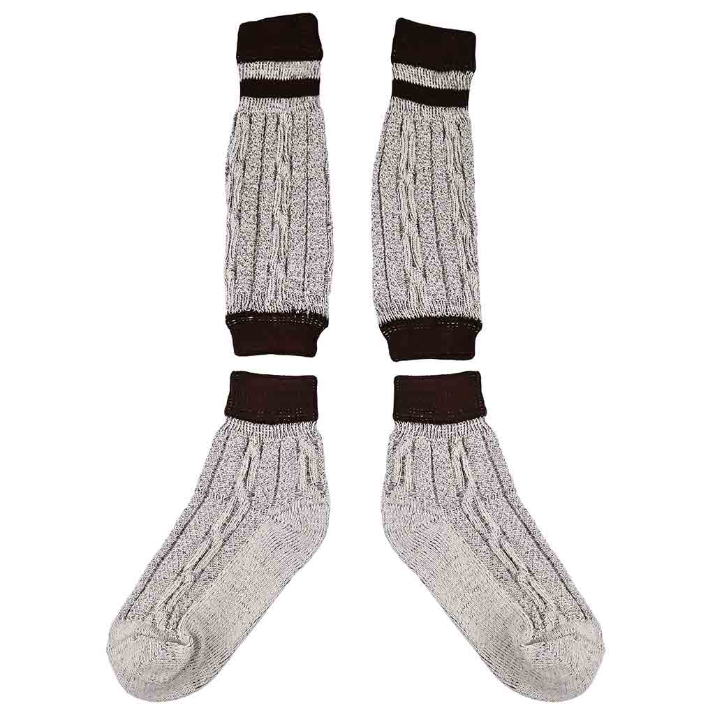 Traditional Bavarian Two-Piece Socks – Rustic Striped Oktoberfest Lederhosen Socks