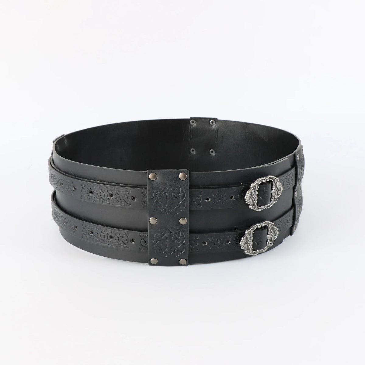 Men’s Medieval PU Leather Belt with Double Buckles | Viking & Pirate Costume