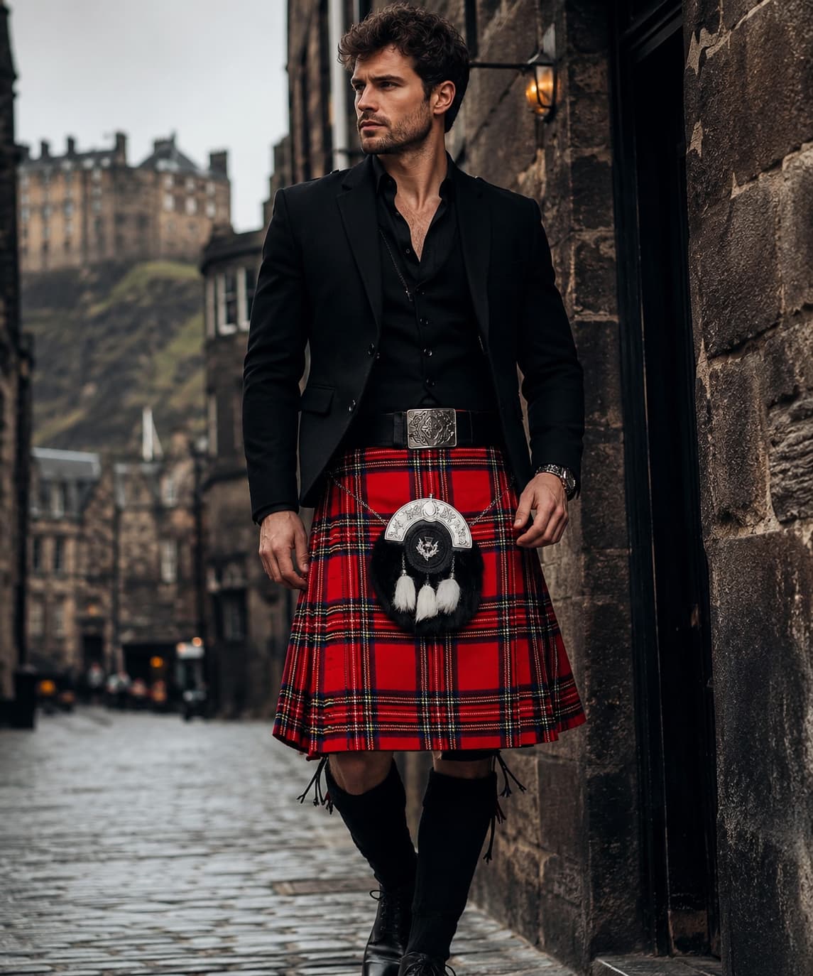 Men’s Premium Scottish Kilt – Traditional Tartan Utility Kilt with Adjustable Straps