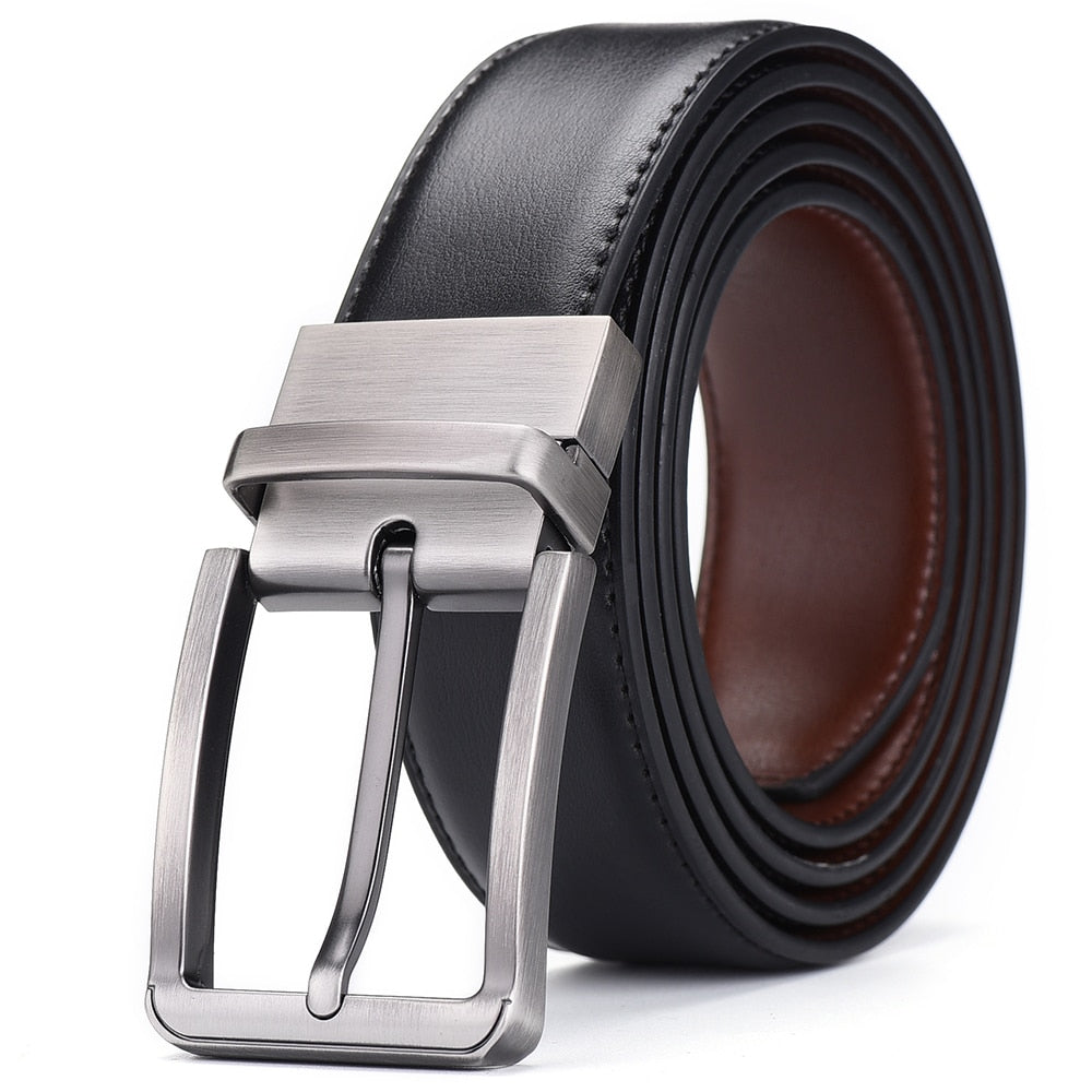 Genuine Leather Belt Double sided belt Men Belt Laser engraving Luxury Strap