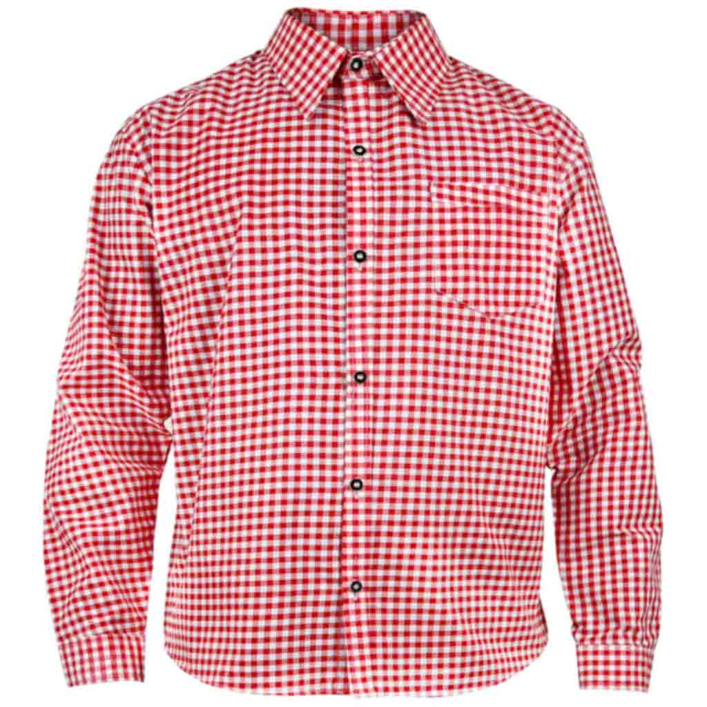 Men’s Bavarian Gingham Shirt Red Check Shirt for Oktoberfest & Casual Wear