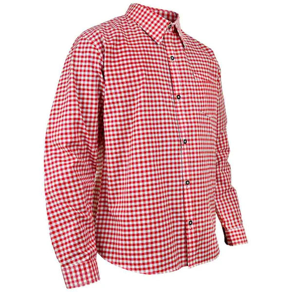 Men’s Bavarian Gingham Shirt Red Check Shirt for Oktoberfest & Casual Wear