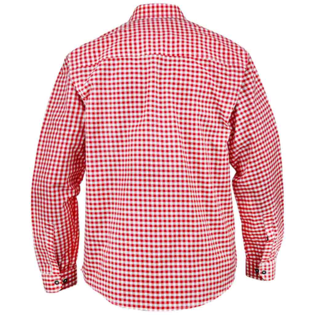 Men’s Bavarian Gingham Shirt Red Check Shirt for Oktoberfest & Casual Wear