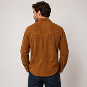 Dark Brown Men's Suede Leather Western Cowboy Shirt Jacket, Vintage Snap Button Western Shirt, Classic Ranch Wear Suede Leather Jacket