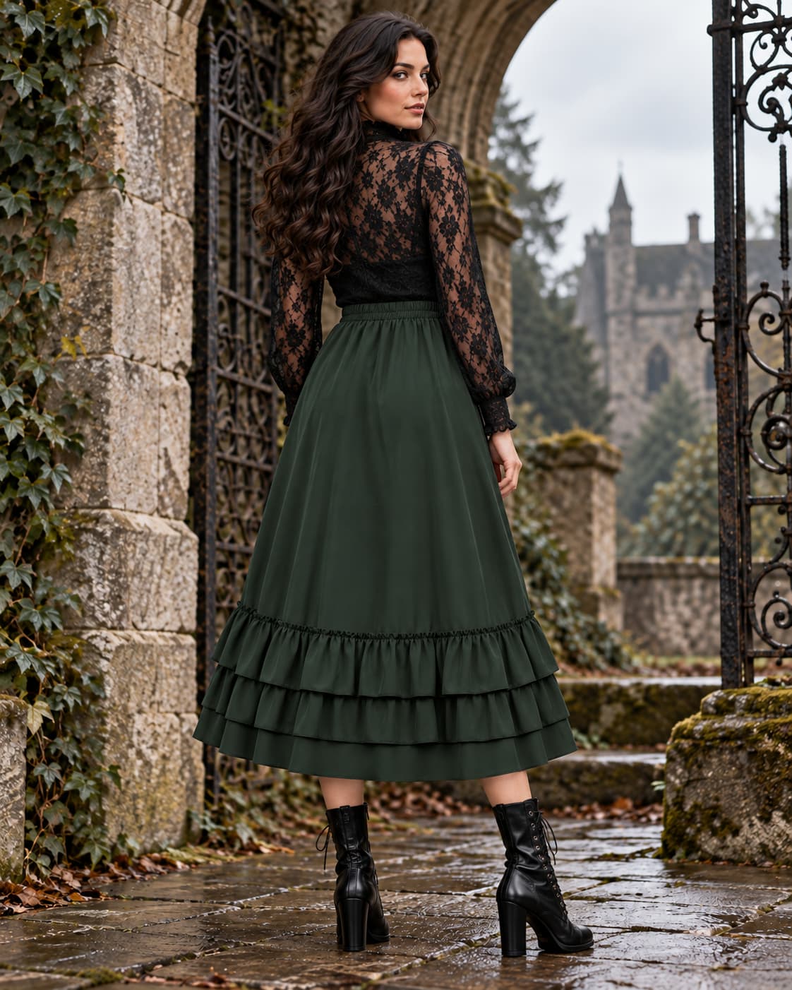 Women’s Victorian Ruffle Skirt | Steampunk Gothic Maxi Skirt