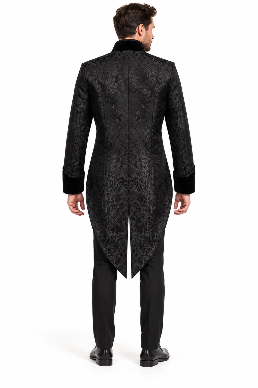 Men’s Black Brocade Gothic Tailcoat | Victorian Prince Costume Coat