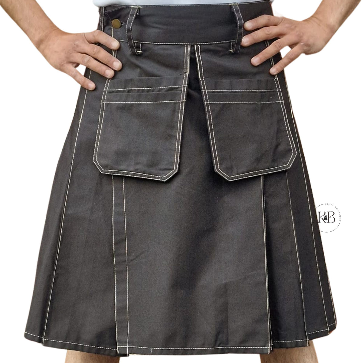 Black Handmade Utility Kilt Work wear Utility kilt Craftman Workout Cargo Kilt