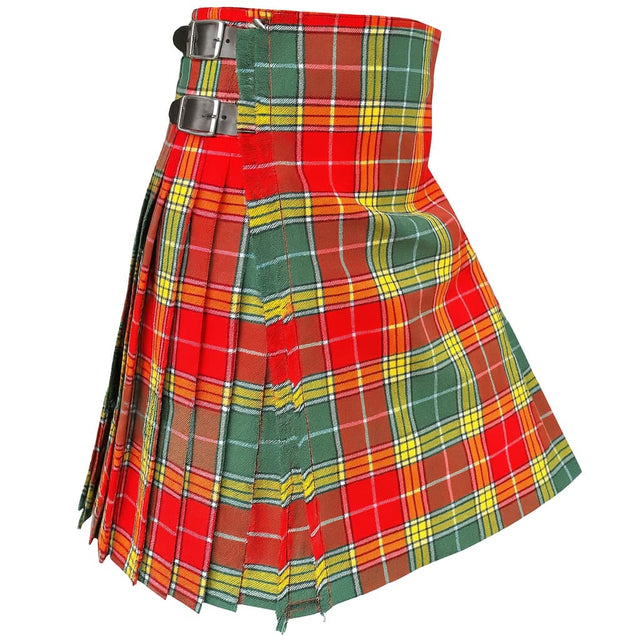 Buchanan tartan acrylic wool kilt, knife-pleated, traditional men’s Scottish kilt