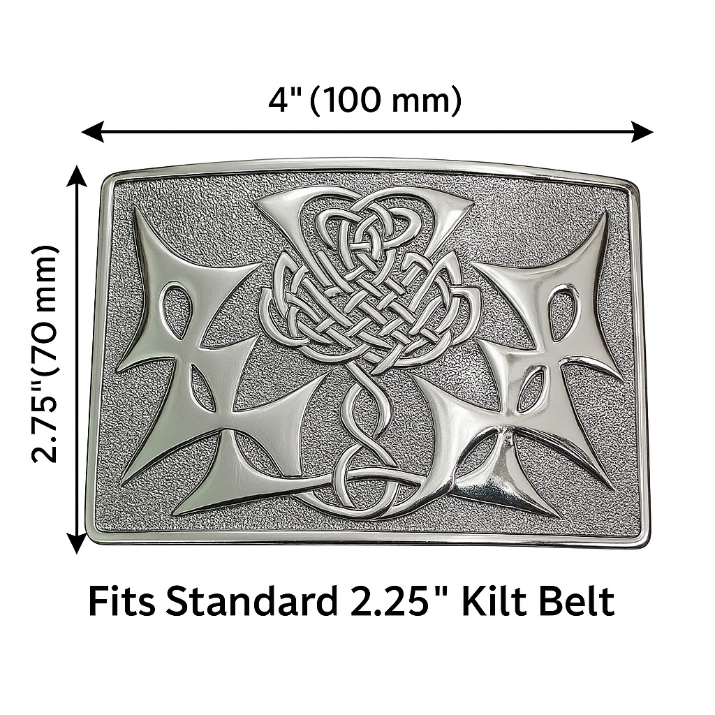 Scottish Thistle Kilt Belt Buckle – Chrome Finish, Fits Standard 2.25" Belts | Kilts Boutique Highland Dress Accessory