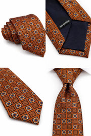 Brown Geometric Pattern Tie – Classic Unisex Formal Necktie