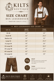 Men’s Traditional Brown Suede Leather Lederhosen Shorts with Embroidered Suspenders, Bavarian Oktoberfest German Beer Festival Outfit