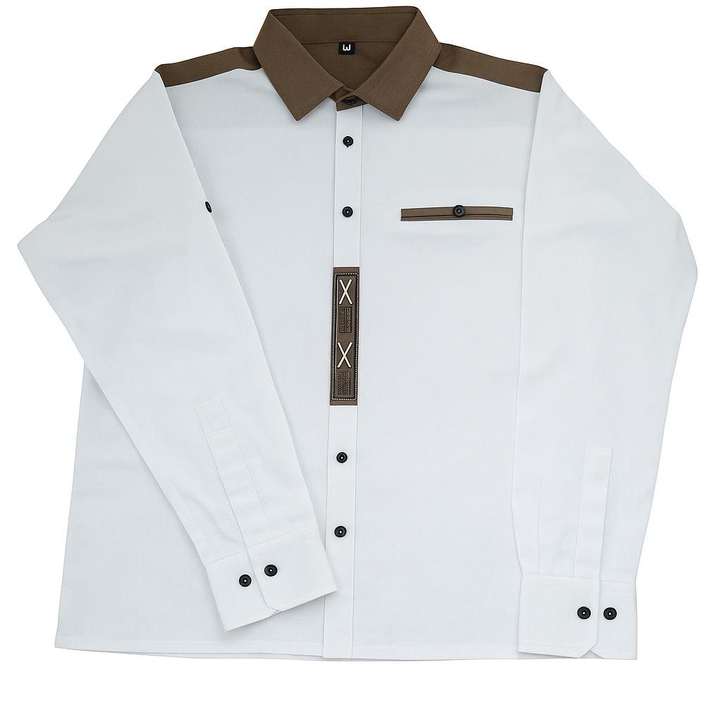 Bavarian Shirt – White Checkered Embroidery Full-Sleeve Men’s Costume