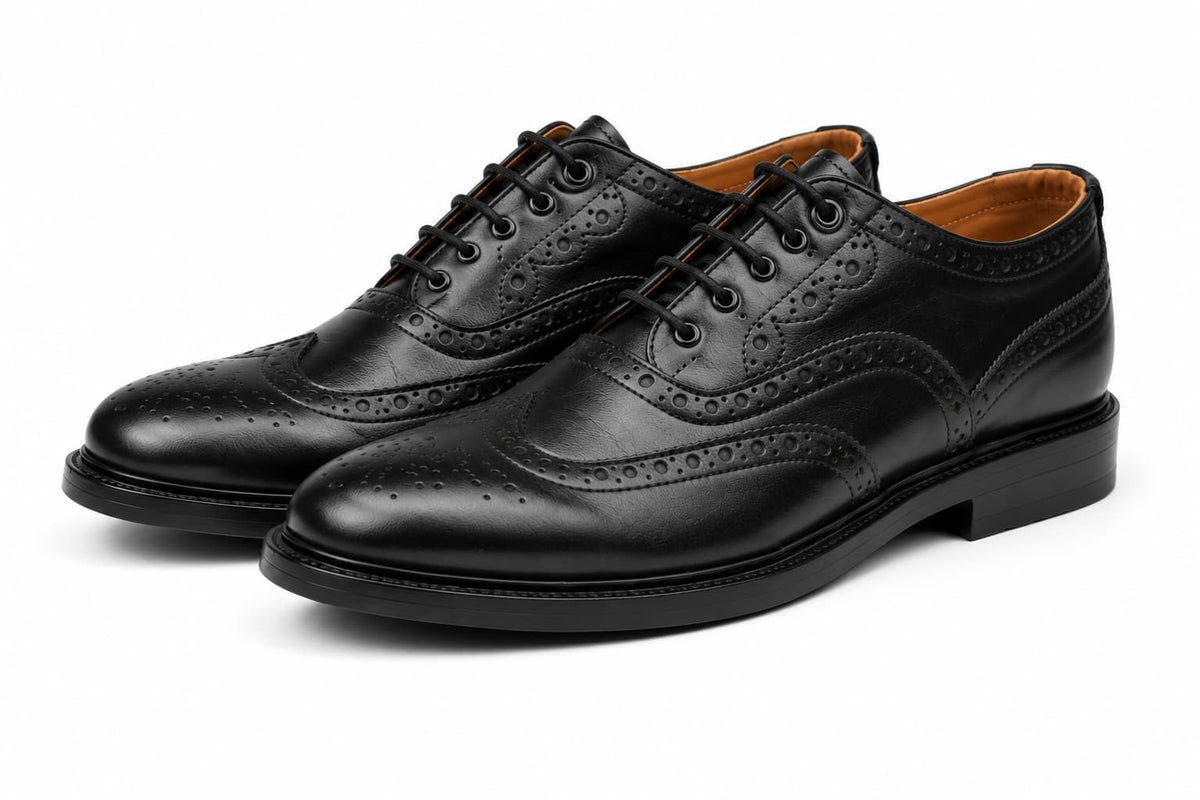 Ghillie Brogues Scottish Kilt Shoes for Men Black Leather Formal Dress Shoes UK Size 6-12