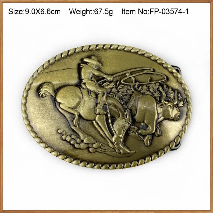Cowboy Rider Zinc alloy Lucky Luke horse driver belt buckle pewter finish 4cm width loop
