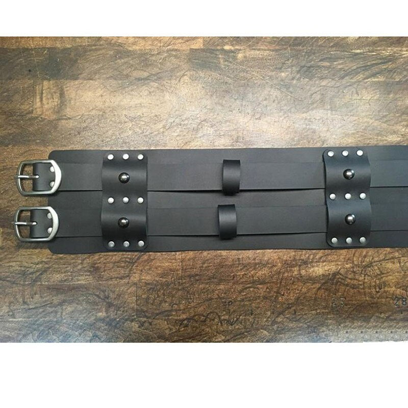 Women Steampunk Medieval Gladiator Barbarian Viking Heavy Belt Double Removable Girdle Leather Rivet Broad Waistband