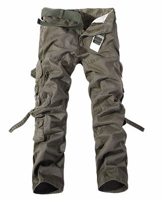 Men Cargo Pants Trouser Big Pockets Decoration