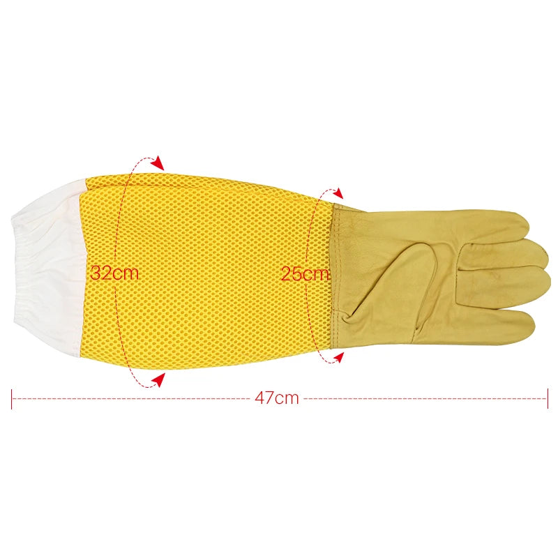 Ventilated Beekeeper Gloves with Protective Sleeves – Professional Anti‑Bee Apiculture Gloves