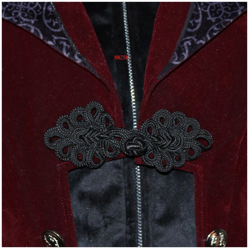 Women Medieval Dress Velet Stand Collar Tailcoat Gothic Vampire Jacket Coats