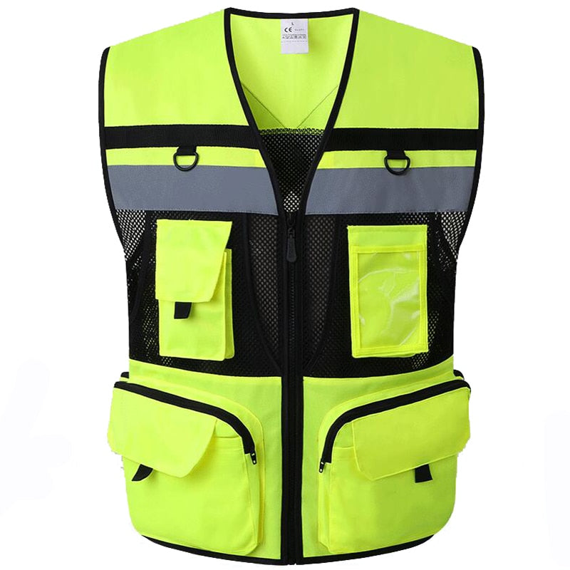 High Visibility Utility Safety Vest Mesh Breathable Work Gilet Hi Vis