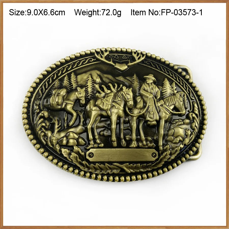 Cowboy Rider Zinc alloy Lucky Luke horse driver belt buckle pewter finish 4cm width loop