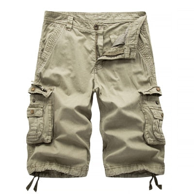 Men's Cotton Cargo Shorts Spring Summer Men Army Military Tactical Homme Shorts Multi-Pocket