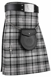 Hamilton Grey Modern Tartan Kilt 8 Yard Traditional Acrylic Wool Scottish Kilt