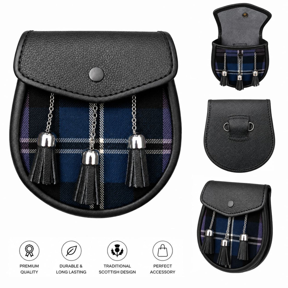 Heritage Of Scotland Tartan Kilt Set for Men, Scottish Highland Outfit with Sporran Belt Buckle & Kilt Pin