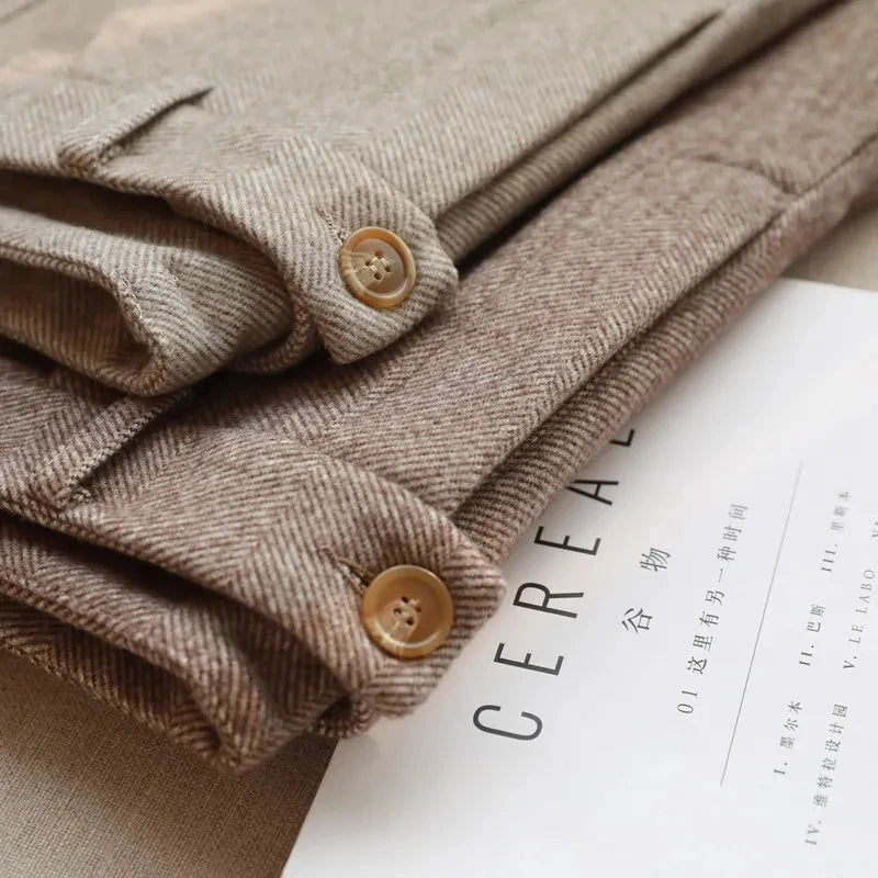 Woolen Pants Women's Harem Pencil Pants 2024 Autumn Winter High Waisted Casual Suit Pants