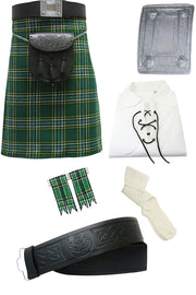 Irish Scottish Men's Highland Kilt Outfit Sporran Jacobite Shirt Flashes Belt Sock