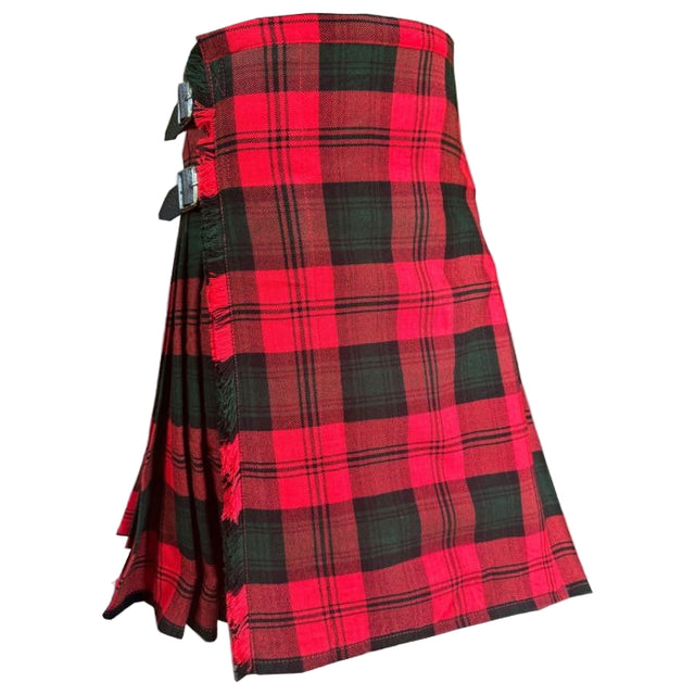 Red and black plaid kilt on a gray background
