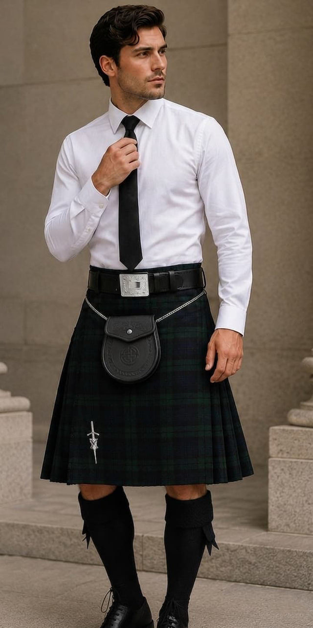 Black Watch Scottish Men's Traditional Highland Dress Tartan Kilt